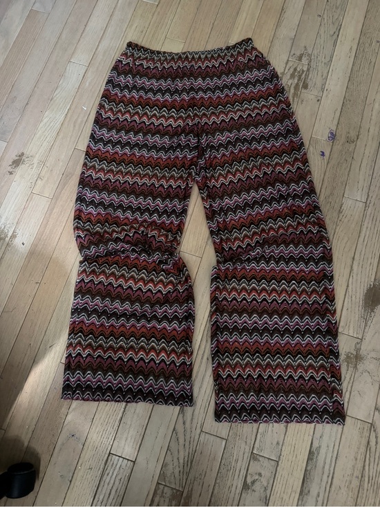 Shade & Shore Pants - Shade & Shore Chevron Knit Wide-Leg Pants in Pink, Brown & Cream medium